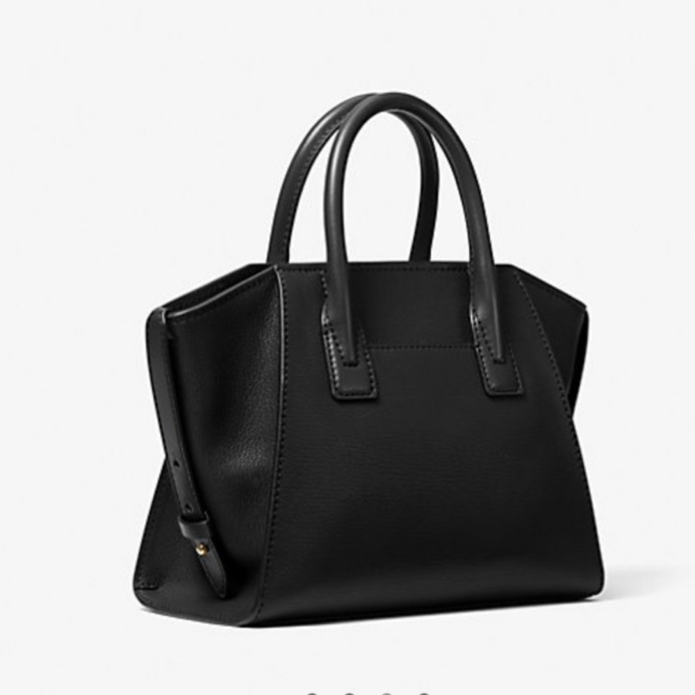 Michael Kors Avril Small Leather Top-Zip Satchel Crossbody Black - Picture 5 of 7